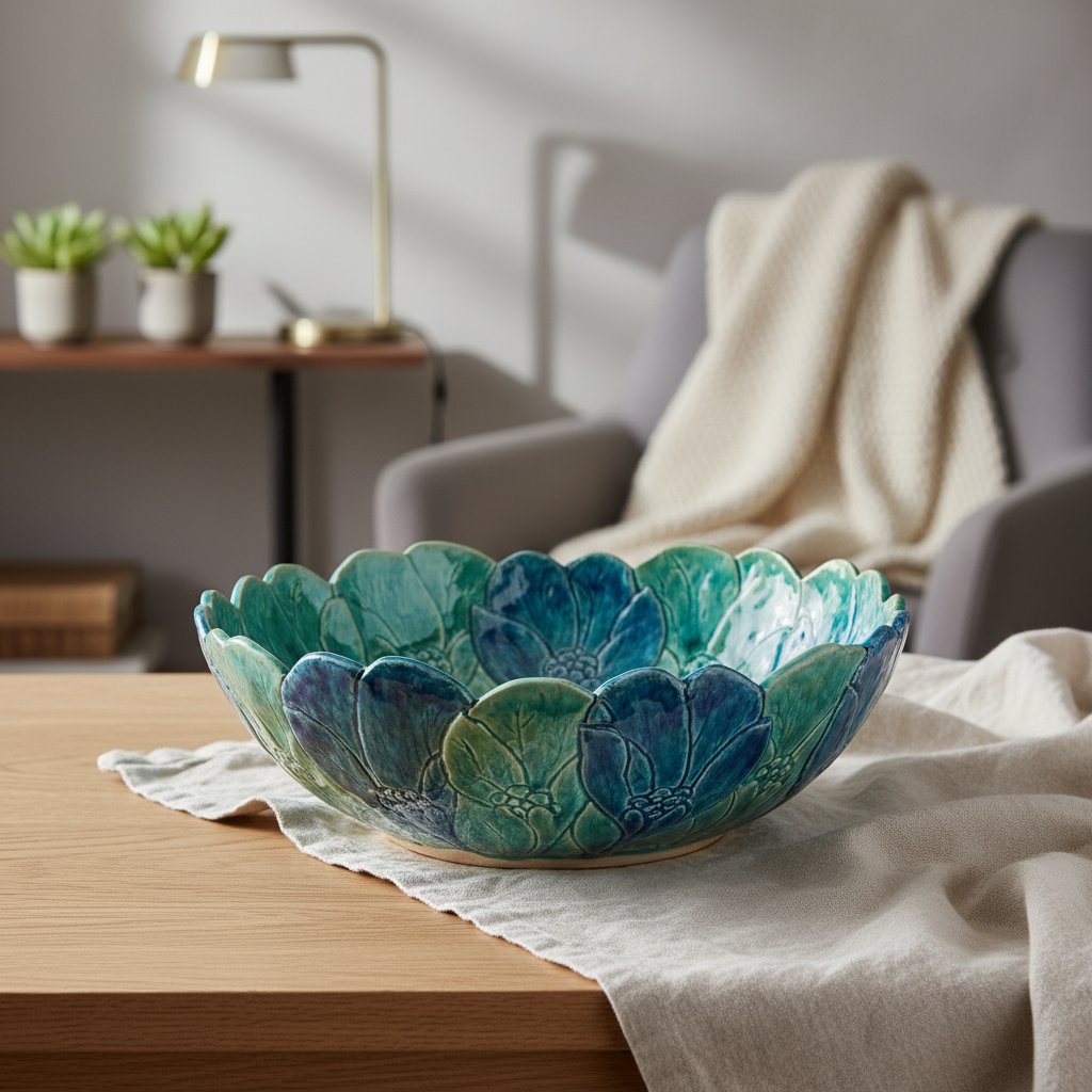 Large Bowl TURQUOISE FLOWER