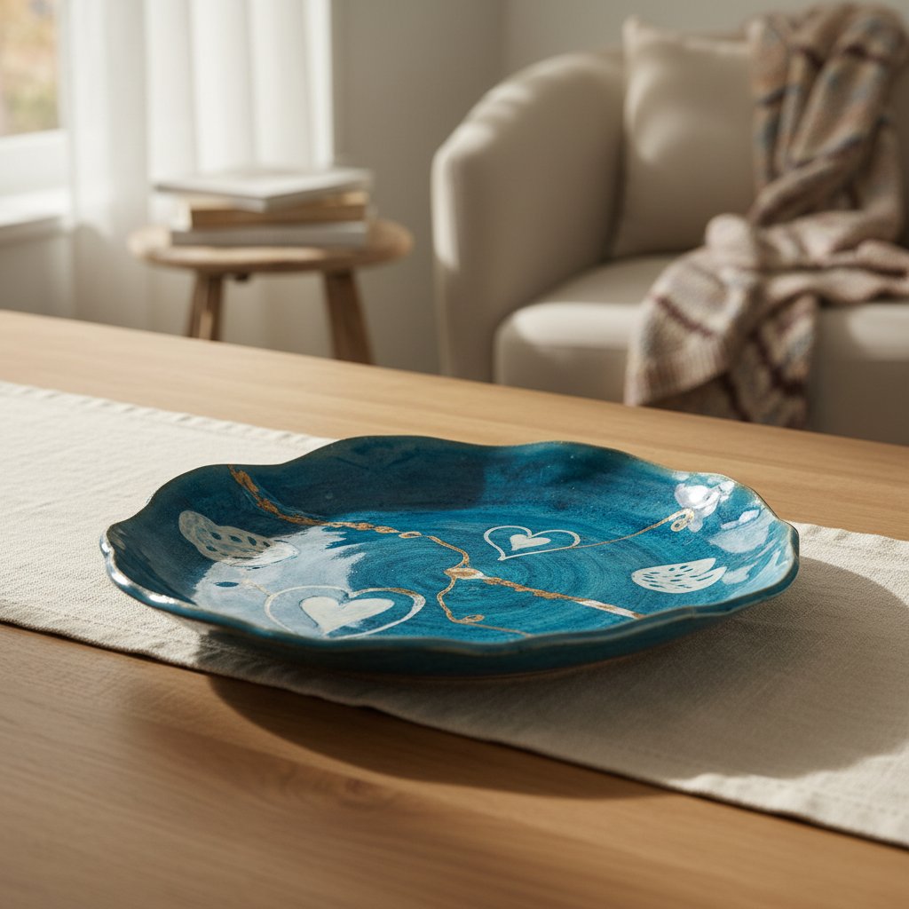 Wavy platter Turquoise Love
