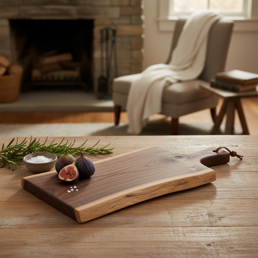 Wooden cutting and serving board