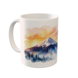 Golden Sunrise Mountain Watercolor Custom Ceramic Mug