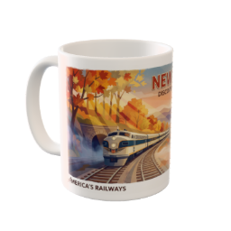 New England Autumn Train Journey Custom Mug & Plate