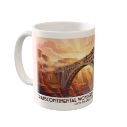 Vintage Train Canyon Bridge Custom Mug - Art Deco Travel