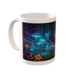 Mystical Glowing Mushroom Forest Custom Mug & Plate Art